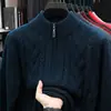 Novos Tricôs Masculinos 2025 Primavera e Outono Novos Tops Casuais de Cor Lisa Tricôs Masculinos Camisas de Base Meia-Gola