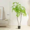 Bambú Nandina Artificial Planta Fresca en Maceta para Sala de Estar, Sala de Té, Uso Comercial, Pieza Decorativa Grande de Pie, Planta Verde Falsa para Paisajismo, Alta Simulación