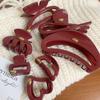 Otoño e Invierno Rojo Estilo Coreano Pinza de Agarre Atmósfera Pinza de Tiburón Clip para Cabello Parte Posterior de la Cabeza para Mujer Horquilla Retro Tocado