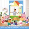 Decorações de Aniversário Temáticas da Peppa Pig Painel de Fundo em KT Balões com Números Decorações de Cena para Festa de Primeiro Aniversário de Menino Menina