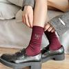 Calcetines de tubo medio para mujer de Ankora Red, otoño e invierno, con lazo, nuevo estilo, apilados, combinables, calcetines de tubo medio.