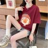 Linda Camiseta Holgada de Manga Corta con Diseño de Cuello en V para Mujer Verano Nuevo Talla Grande Estilo Versátil Top