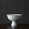 Meio Artesanal Imitação Forno Song Hutian Yingqing Xícara de Chá de Pé Alto Cerâmica de Filme Aberto Xícara de Chá Doméstica de Pé Alto Xícara de Mestre Individual