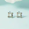 Brincos Geométricos de Moda Estilo Coreano, Simples e Minimalistas, Pequenos e Discretos, Brincos Quadrados Vazados Que Não Precisam Ser Removidos ao Dormir