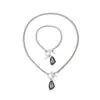 Collar y Pulsera de Acrílico Irregular con Colgante de Diamante Negro de Lujo Ligero Transfronterizo Europeo y Americano para Mujer Otoño e Invierno
