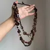 Estilo Étnico Retro Bohemio Collar de Concha de Coco Multicolor en Capas Accesorios de Joyería Tribal Cadena de Suéter de Gama Alta