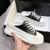 Zapatos Blancos de Media Bota para Mujer con Punta Cerrada, Nuevo Estilo Verano 2026, Piel Genuina, Suela Gruesa, Que Aumentan la Altura, Estilo Coreano, Zapatos Casuales de Bloques de Color