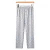Pantalones de pijama de algodón finos de verano para adultos mayores de mediana edad tejidos en primavera, pantalones de casa de algodón para padre, hombre mayor, una generación de pelo