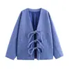 Inverno 2024 Novo Roupa Feminina Estilo Europeu e Americano Moda Simples Solta Faux Wed Laço Cadarço Jaqueta Cardigan