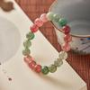Pulsera de cristal de fresa rojo y verde natural para mujer, cuentas redondas de 8 mm, pulsera de cristal con cuentas, anillo único, joyería, regalo, venta al por mayor