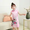 Cheongsam Rojo Clásico para Niñas Ropa de Presentación Día del Niño Pavo Estilo Chino Año Nuevo Ropa para Niños Ropa de Presentación Primavera y Verano