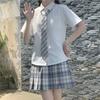 Camisa Básica de Manga Corta Uniforme JK Blanco y Negro Cuello Redondo Cuello Puntiagudo Verano Estilo Preppy Top Versátil