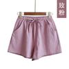 Shorts de Algodón y Lino para Mujer, Pantalones de Verano de Cintura Alta y Pierna Ancha, Ropa de Verano Casual Holgada, Pantalones Capri Adelgazantes para Casa