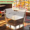 Vaso de Vidrio para Tulipán Hidropónico Maceta para Flor de Bulbo Cultivada en Agua Lirio con Cesta de Plantación Maceta Cuadrada Transparente