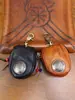 Bolsa Retro para Llaves de Coche de Cuero de Vaca de Primera Capa Frotada a Mano para Hombre, Colgante Llavero para Llaves de Casa de Cuero Genuino
