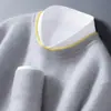 Suéter de Lana Pura Nuevo para Otoño e Invierno para Hombre Cuello Redondo Bloque de Color Suéter Base de Capa Suelto Casual de Negocios Ropa de Punto de Cachemira para Hombre