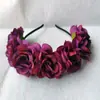 Diadema Grande de Corona de Rosas, Diadema de Flores Artificiales de Seda de Comercio Exterior, Accesorio para el Cabello de Actuación Infantil, Tocado para Sesión de Fotos de Novia