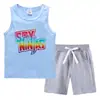 Coletes e Calças de Verão para Crianças 2023 Esportivo Casual Camisa Base Roupa Externa Fina Sem Mangas Conjunto de Duas Peças para Crianças Pequenas e Médias
