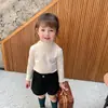 Ropa Infantil Niñas Primavera y Otoño 2025 Nueva Camiseta Básica de Cuello Alto para Niños Estilo Otoño Camiseta de Manga Larga Tops para Bebé