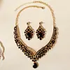 Set de Collar de Diamantes de Colores de Lujo Más Vendido en Europa y América Joyería para Fiesta de Cena Set de Dos Piezas Set Nupcial Clásico Retro Cadena