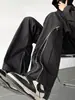 Pantalones vaqueros negros estilo high street americano para hombre, diseño personalizado de nicho, rectos acampanados, modernos, para Instagram