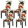 Funda de Silla Nueva Transfronteriza Navidad Fondo Negro Estampado de Muñeco de Nieve Funda para Silla de Comedor Decoración Festiva para el Hogar Funda de Silla Todo Incluido