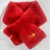 Bufanda Gruesa de Invierno Roja Festiva Imitación de Piel de Conejo Rex Bufanda Rica para Niña Cuello Cruzado Cálido