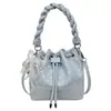 Bolsa Saco com Cordão Estilo Coreano Moda Feminina 2026 Nova Ombro Único Transversal Moda Pequena Fresca Nicho Design Bolsa de Mão
