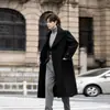 Abrigo de lana de doble botonadura de estilo coreano, de longitud media, hasta la rodilla, para hombre, holgado y moderno, abrigo largo de lana a prueba del frío invernal y cálido