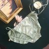 Japonês soft girl novo leite cinta de seda cueca chiffon das mulheres bonito xadrez underwear animação Dalian fornecimento