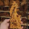 17cm [Auténtico] Madera de Tuya Tallada Estatua de Buda Guanyin Luna de Agua Adorno Figura de Pie Hogar Madera Maciza Guanyin Micro