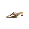 Elegante Gato con Delgada Espalda Cuadrada de Piel Vacuna Mary Jane Vacía 2024 Tacón Medio Delgado Cuero Genuino Punta Zapatillas para Exterior para Mujer