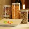 Frasco sellador de alimentos de boca ancha para mascotas personalizado, botella para embalaje de snacks de nueces y frutos secos, rodaja de limón, plástico sellado, botella transparente