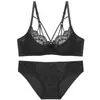 Lencería Sexy Transparente Transfronteriza para Mujer, Sujetador Delgado de Verano que Hace que los Senos Grandes Parezcan Más Pequeños, Tirantes Decorativos, Encaje Atractivo, Conjunto de Sujetador Transpirable