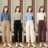 Calça feminina tipo foice sem amassar, novo modelo outono 2026, cintura alta, perna reta, petite, cropped, versátil, casual, não amassa facilmente