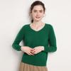Suéter de Lana Frontline Garment para Mujer con Cuello en V, Jersey Holgado de Manga Larga y Color Sólido, Camiseta Base 100% Lana
