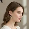 Pendientes de botón de círculo completo con incrustaciones de diamantes, aguja de plata de ley S925 chapada en oro real, pendientes de personalidad de estilo nicho de alta gama con diamantes, accesorios versátiles para las orejas