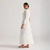 Tiro Real de Encaje Bordado Pesado Floral Tridimensional de Perlas Estilo Francés Vestido Largo