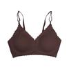 Sutiã Sem Costura de Seda Gelo Sexy Ultrafino Sensação Nude Sem Fio Novo Bojo Trapezoidal Decote em U Sem Fecho Sutiã Esportivo Feminino
