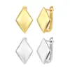 Pinzas para Orejas Retro de Forma Rombo Doradas Lisas Estilo Francés, Pendientes Elegantes de Alta Gama, Accesorios para Orejas de Lujo Ligero, Pendientes al por Mayor, Lote Pequeño