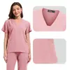 Ropa de Trabajo de Manga Corta Nueva Temu Estilo Europeo y Americano 95% Poliéster 5% Spandex Elástica Secado Rápido Uniformes para Enfermeras y Personal Médico