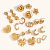 Venda quente europeia e americana transfronteiriça moda quente retrô tudo combina pulseira aço inoxidável banhado a ouro 18K flor crescente brincos de tarraxa para mulheres