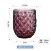 Vaso alto de vidrio repujado vintage transfronterizo para jugo, vaso para licor de lujo ligero hecho a máquina, material de color original con patrón de escamas de pez, copa de borde alto y bajo