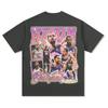 Camiseta de manga corta con estampado vintage Durant, cuello redondo, cuello pequeño y lavado vintage de algodón grueso.