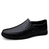 Zapatos de cuero casual de negocios para hombre, piel de vacuno de capa superior, suela blanda, antideslizantes, zapatos para conducir, mocasines sin cordones, zapatos de cuero para las cuatro estaciones, hombres