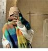 Bufanda Candy Rainbow Plaid Mohair para Mujer Otoño e Invierno Imitación Cachemira ins Europeo y Americano ac Color Dividido Chal con Borlas Estudiante
