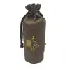 Bolsa de Vinho Redonda de Linho Natural Personalizada com Cordão e Argola Verde Embalagem Imprimível Capa para Garrafa de Vinho logo Armazenamento Play