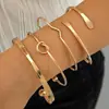 Moda Retro Transfronteriza Europea y Americana Pulseras en Capas Exageradas Geométricas Simples Patrón de Olas Flor Abierta Lisas