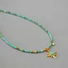 Collar de Cadena para Clavícula con Colgante de Estrella de Ocho Puntas con Cuentas Turquesas, Estilo Retro Literario de Nicho Europeo y Americano, Simple, Elegante y con Estilo, para Mujeres