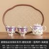 Juego de té kung fu esmaltado cloisonné extremadamente sencillo 999 plata tetera de lujo ligero taza de té una tetera dos tazas caja de regalo